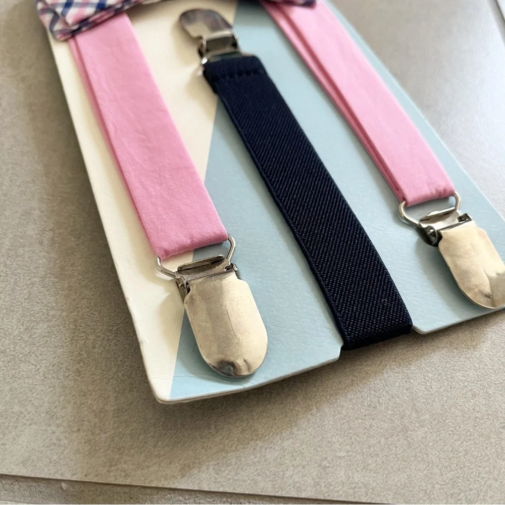 The Class/Club Style and Substance 1989 Blue Boys Clip-On Bow Tie & Suspenders
